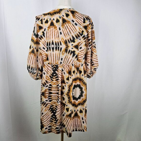 Ba&Sh Cleo Graphic Print Mini Dress Medium Bohemian Brown Maximalism Artsy - Picture 6 of 16